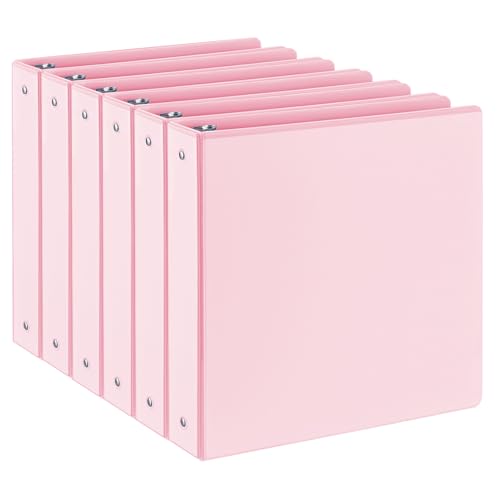 Premium 3-Ringbuch mit 2 Innentaschen, robuste Ordner für US-Briefgröße 21,6 x 27,9 cm – vielseitige Ordner für Büro, Zuhause und Schule, 6 Stück (3,8 cm, Rosa) von SUIN