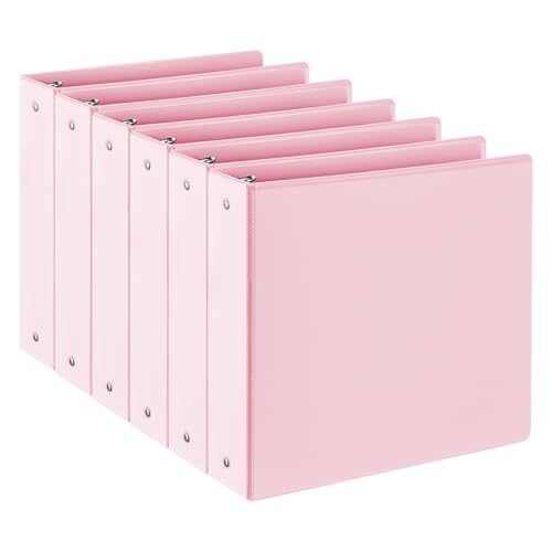 Premium 3-Ringbuch mit 2 Innentaschen, robuste Ordner für US-Briefgröße 21,6 x 27,9 cm – vielseitige Ordner für Büro, Zuhause und Schule, 6 Stück (5,1 cm, Rosa) von SUIN