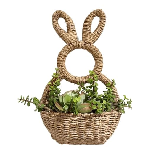 SUIOPPYUW Ostern Blumenkorb für drinnen und draußen, leicht an Wänden, Türen oder Haken zu installieren, Kaninchenkorb zum Aufhängen an der Wand, Tasche von SUIOPPYUW