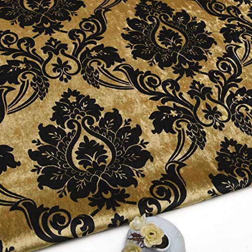 SUJIA Samtstoff Pannesamt Meterware Verdicken Retro 3D-Prägung Zum von Nähen Sofa Kissen Polster Gardinen Dekostoff Möbel Wanddekoration im Hintergrund-Golden(Size:5m) von SUJIA