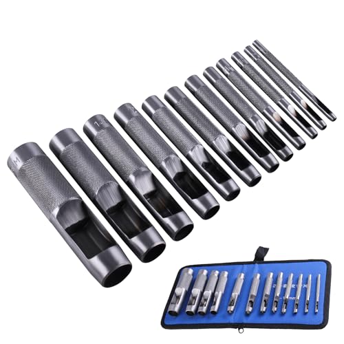SUKITMISO 12-tlg Stahl Stanzwerkzeug Set 3-19 mm, Locheisen Satz für Leder, Locheisen set für Leder Uhrenarmband Leinwand Öse SUKITMISO 12-tlg Stahl Stanzwerkzeug Set 3-19 mm, Locheisen Satz für Leder, Locheisen set für Leder Uhrenarmband Leinwand Öse von SUKITMISO
