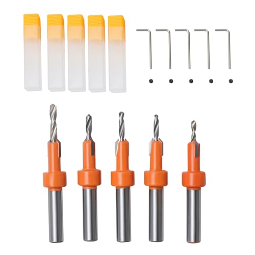 SUKITMISO 5 Stück Senker Bohrer Set für Holz, Senkbohrer Metall Durchmesser 8mm, Vorbohrer mit Senker mit Tiefenanschlag und Sechskantschlüssel für Holzverarbeitung SUKITMISO 5 Stück Senker Bohrer Set für Holz, Senkbohrer Metall Durchmesser 8mm, Vorbohrer mit Senker mit Tiefenanschlag und Sechskantschlüssel für Holzverarbeitung von SUKITMISO