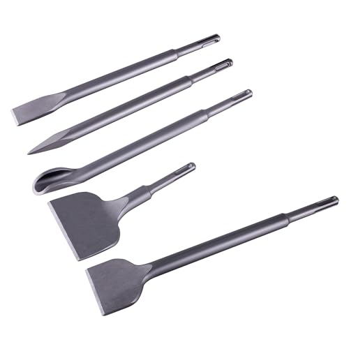 SUKITMISO 5tlg SDS PLUS Hammer Meißel Set, Keramikfliese Demontage Meißel Bit, Enthält Fliesenmeißel, Breitmeißel, Flachmeißel, Spitzmeißel und U-Form Meißel für Beton, Ziegel, Zement und Stein SUKITMISO 5tlg SDS PLUS Hammer Meißel Set, Keramikfliese Demontage Meißel Bit, Enthält Fliesenmeißel, Breitmeißel, Flachmeißel, Spitzmeißel und U-Form Meißel für Beton, Ziegel, Zement und Stein von SUKITMISO