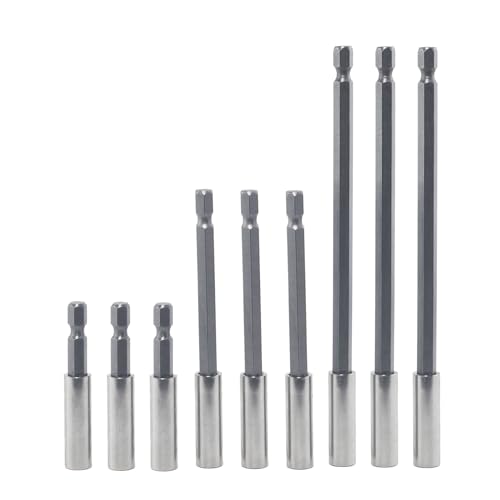 SUKITMISO 9 Stück Magnetische Bit Verlängerung, 1/4 Hex-Shank Bithalter Lang, Bit Halter, Halterung Magnetisch 60/100/150mm, Bit Verlängerung für Elektrische Bohrmaschine von SUKITMISO