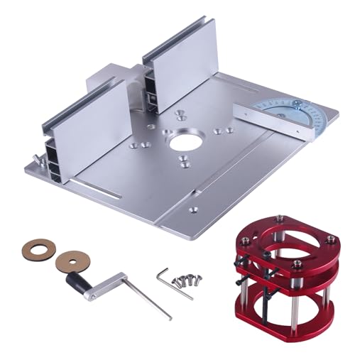 SUKITMISO Router Lift, Frästisch für Oberfräsen Tisch mit Set 3 Frästisch Einlegeplatten, Oberfräsentisch, Maximum Lift 51mm, TischfräSe zum Nuten Zapfenschneiden BesäUmen und Anfasen von SUKITMISO