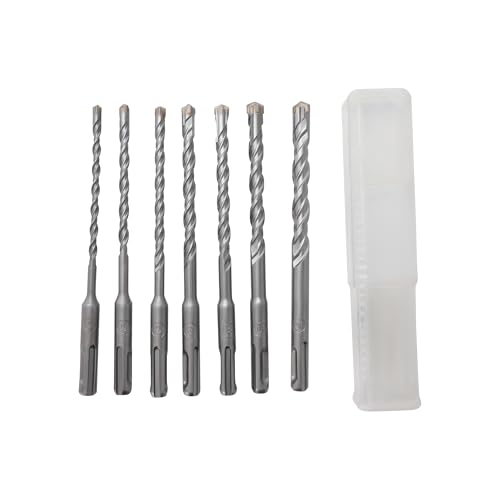 SUKITMISO SDS Plus Bohrer Set, Betonbohrer Set mit extrem schnelle 4 Schneiden, 7 Stück 6/6/8/8/10/12/14 x 210 mm, Hartmetall Spitze für Schlagbohrmaschine SUKITMISO SDS Plus Bohrer Set, Betonbohrer Set mit extrem schnelle 4 Schneiden, 7 Stück 6/6/8/8/10/12/14 x 210 mm, Hartmetall Spitze für Schlagbohrmaschine von SUKITMISO