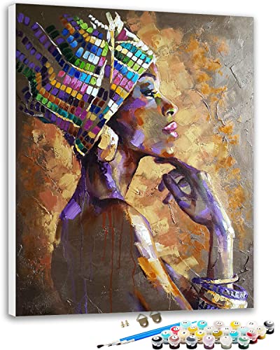 SULISO Malen Nach Zahlen Erwachsene, DIY Handgemalt Ölgemälde Kits für Anfänger, Kinder und Erwachsene, Paint by Numbers,Weihnachtsgeschenke Home Haus Deko,Ohne Rahmen 40x50cm,African Lady von SULISO