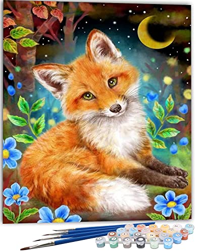 SULISO Malen Nach Zahlen Erwachsene, DIY Handgemalt Ölgemälde Kits für Anfänger, Kinder und Erwachsene, Paint by Numbers,Weihnachtsgeschenke Home Haus Deko,Ohne Rahmen 40x50cm,Kleiner Fuchs von SULISO