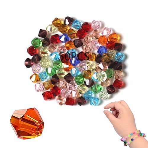 50 Glasperlen Zum Auffädeln Bunte Facettierte Perlen Set mit Aufbewahrungsbox Glitzerperlen für DIY Schmuckherstellung Armbänder Halskette Handwerk von SULIUDAJI