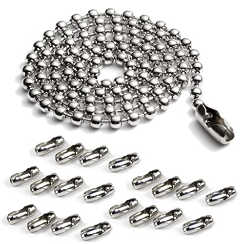 SULIUDAJI 1pc Kugelkette Durchmesser Kugelkette Edelstahl Meterware Durchmesser Perlenkette Verlängerung Perlen Rollenkette mit 20 Passenden Anschlüssen (3 Meter / 9 8 Fuß) von SULIUDAJI