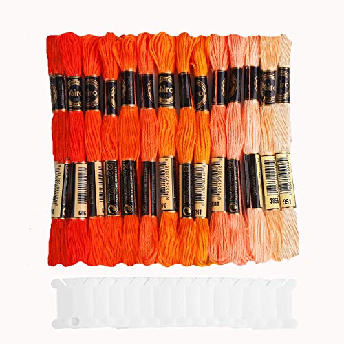 SULOLI Orange Stickgarne, Nähgarn-Set, Stickgarne, orange-gelb, Serie Kreuzstichgarn, 14 Knäuel pro Packung SULOLI Orange Stickgarne, Nähgarn-Set, Stickgarne, orange-gelb, Serie Kreuzstichgarn, 14 Knäuel pro Packung von SULOLI