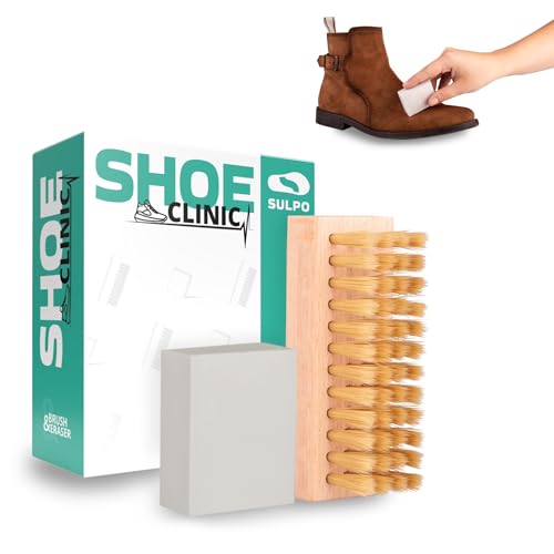 SULPO Schuhbürste mit einem Radiergummi zur Reinigung - Schuhputzzeug - Schuhradierer für Wildleder, Nubuk, Sneakers und Gummisohlen - Nubukleder Pflege - Veloursleder Pflege - Sneaker Pflege SULPO Schuhbürste mit einem Radiergummi zur Reinigung - Schuhputzzeug - Schuhradierer für Wildleder, Nubuk, Sneakers und Gummisohlen - Nubukleder Pflege - Veloursleder Pflege - Sneaker Pflege von SULPO