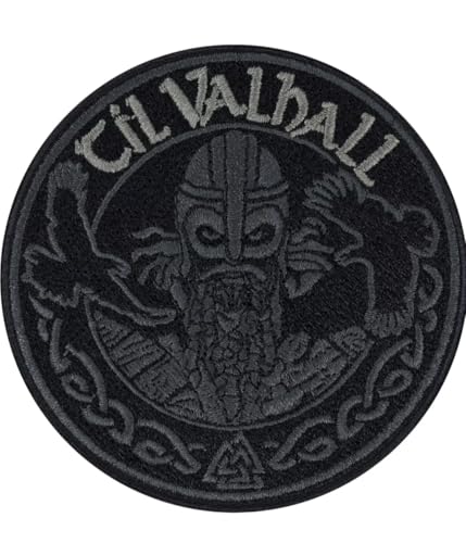 Aufnäher zum Aufbügeln, Biker, Wikingerkopf, Til Valhalla bestickt, zum Dekorieren von Motorradwesten, Jacken oder Kleidung, 9 cm Aufnäher zum Aufbügeln, Biker, Wikingerkopf, Til Valhalla bestickt, zum Dekorieren von Motorradwesten, Jacken oder Kleidung, 9 cm von SUMA SHOP
