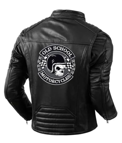BIG PATCH bestickter Aufnäher zum Aufbügeln, Motiv: Totenkopf, Old School, zum Aufnähen auf Motorradweste, Jacke oder Kleidung von SUMA SHOP
