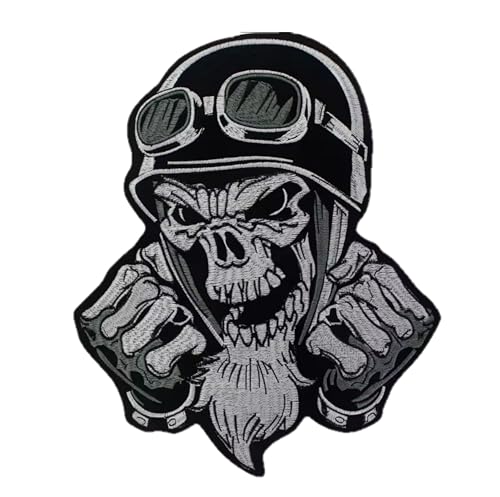 Bestickter Aufnäher zum Aufbügeln oder Aufnähen: Big Totenkopf Boxer Skull Biker Patch Biker Sticker für Motorradfahrer, Weste, Weste, T-Shirt, DIY von SUMA SHOP