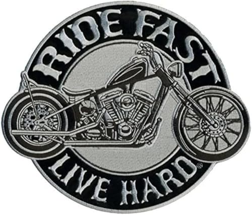 Bestickter Aufnäher zum Aufbügeln oder Aufnähen: " Ride Fast Live Hard " | Biker Patch zum Aufnähen / Aufbügeln | MC-Sticker für Motorradfahrer | DIY Bestickter Aufnäher zum Aufbügeln oder Aufnähen: " Ride Fast Live Hard " | Biker Patch zum Aufnähen / Aufbügeln | MC-Sticker für Motorradfahrer | DIY von SUMA SHOP