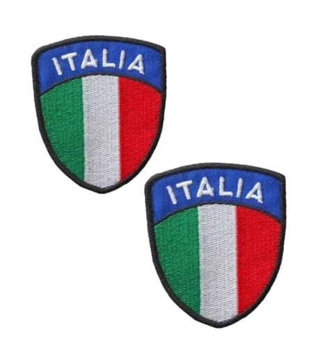 SUMA SHOP - 2 Flaggen mit italienischem Schild, zum Aufbügeln, bestickt, 6 x 6,5 cm von SUMA SHOP
