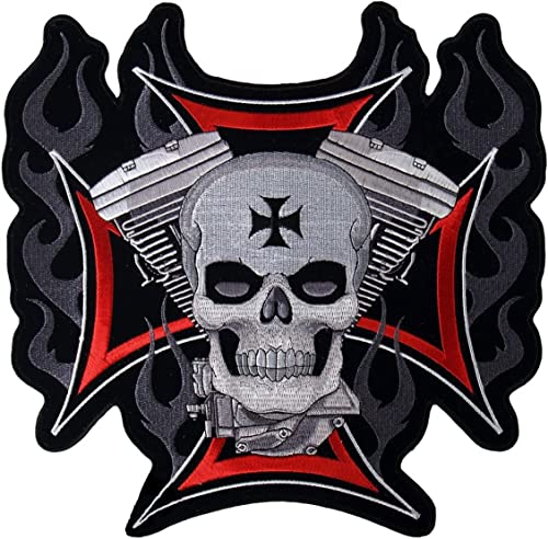 SUMA SHOP Aufnäher, Motorrad, Malta-Kreuz, Schädel, Größe: Groß No Club XXL für bestickte Biker auf Pilotenmotorrad, für Motorradwesten, Bügeleisen zum Verzieren von Motorradbekleidung, DIY-Jacke. SUMA SHOP Aufnäher, Motorrad, Malta-Kreuz, Schädel, Größe: Groß No Club XXL für bestickte Biker auf Pilotenmotorrad, für Motorradwesten, Bügeleisen zum Verzieren von Motorradbekleidung, DIY-Jacke. von SUMA SHOP