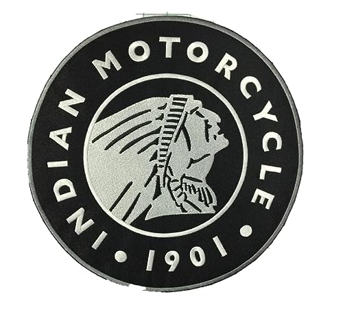 SUMA SHOP - Aufnäher Indian Motorcycle, Indian Motorcycles, Indian Motorcycles Accessories, gestickter Aufnäher, weiß, 24 cm von SUMA SHOP