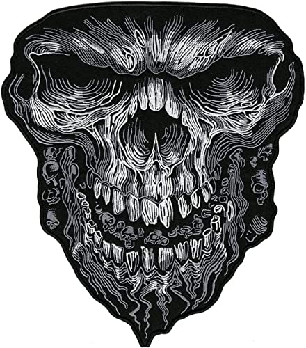 SUMA SHOP GrandePatch, bestickt, Motiv: Totenkopf des Bösen auf der Rückseite, für Motorradweste, T-Shirt, Motorradweste, zum Selbermachen, groß (Cm 26 x 23) von SUMA SHOP