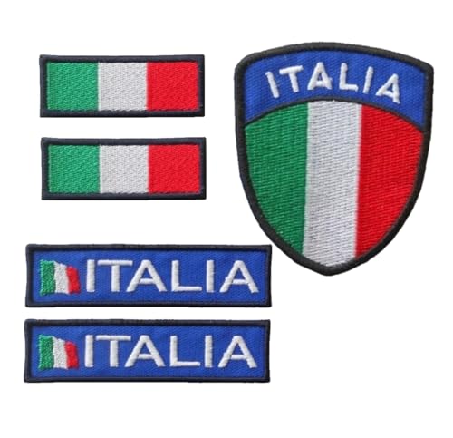 SUMA SHOP - Aufnäher mit italienischem Schild, Schild, Wimpelkette, bestickter Aufnäher zum Aufbügeln, Wappen, Logo, kompatibel mit allen Arten von Kleidung, Set 5 Stück SUMA SHOP - Aufnäher mit italienischem Schild, Schild, Wimpelkette, bestickter Aufnäher zum Aufbügeln, Wappen, Logo, kompatibel mit allen Arten von Kleidung, Set 5 Stück von SUMA SHOP