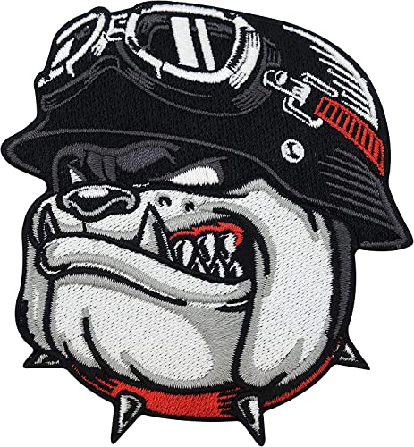 SUMA SHOP Biker Bulldog Aufnäher zum Aufbügeln für Lederweste | Aufnäher für Motorrad und Hunde, Motorrad-Patches - Biker - von SUMA SHOP