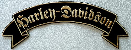 SUMA SHOP Großer Aufnäher Patch Pergament Harley Davidson Gotische Buchstaben Gold Farbe von SUMA SHOP