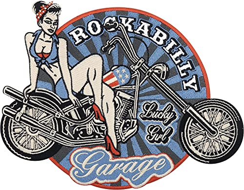 SUMA SHOP Großer Retro Rockabilly Motorradfahrer Aufnäher Bügelflicken Lederjacke Vintage Motorradfahrer Patch Biker - SUMA SHOP Großer Retro Rockabilly Motorradfahrer Aufnäher Bügelflicken Lederjacke Vintage Motorradfahrer Patch Biker - von SUMA SHOP