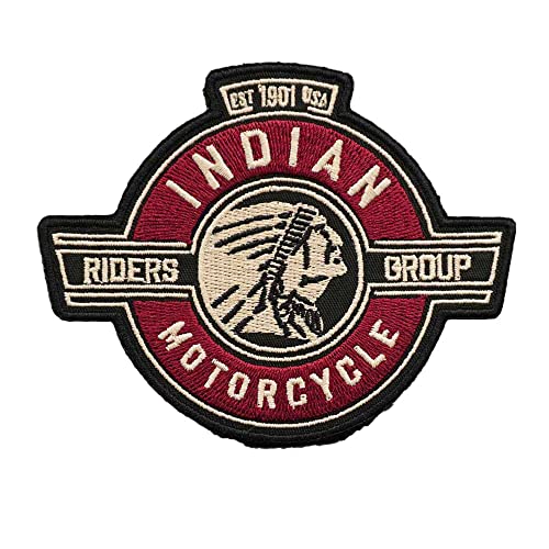 SUMA SHOP - Aufnäher Indian Motorcycle, Indian Motorcycles, Indian Motorcycles Accessories, bestickter Aufnäher 10 x 8 cm, rot von SUMA SHOP