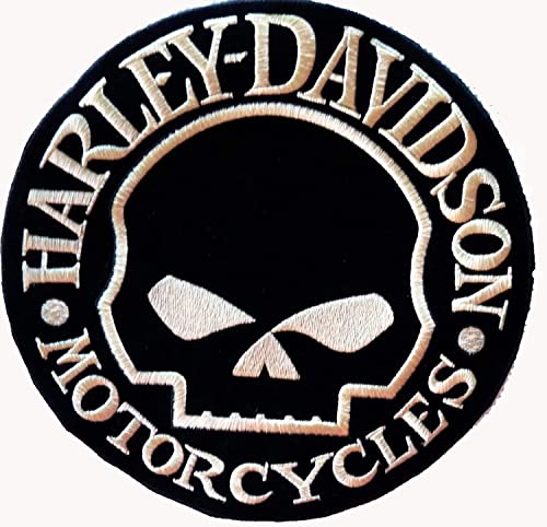 Skull Harley Davidson Aufnäher für kleine Brust Schädel und Schriftzug für Bikers Gold von SUMA SHOP