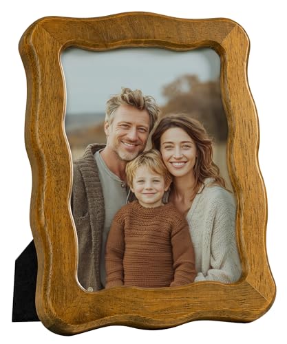 SUMGAR Bilderrahmen 13x18 Holz Natur Vintage Rustikal Braun Fotorahmen 13 x 18 Wellig Wand oder Tabelle Hochzeit Geschenk für Vater Familie Eltern Freunde von SUMGAR