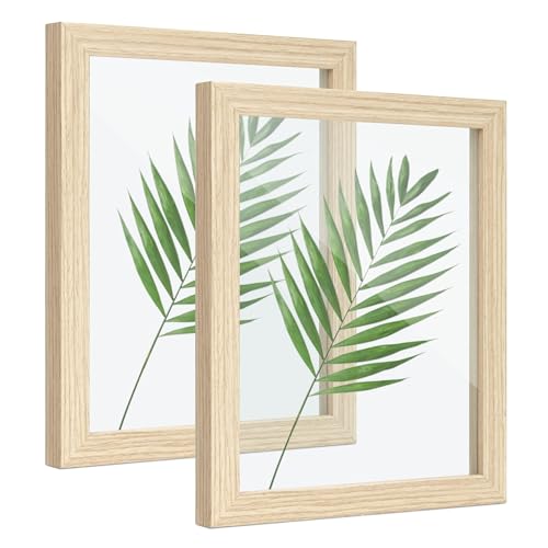 SUMGAR Bilderrahmen 20x25 cm Holz Tischrahmen Wandrahmen Objektrahmen Natürlicher Modern Natur Stil Fotorahmen Minimalistischer Herbariumrahmen mit Glas Geschenk, 2er Set von SUMGAR