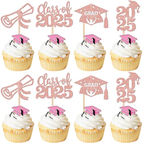 12Pcs 2025 Abschluss thema Cupcake Toppers Glitter Klasse von 2025 Diplom Abschluss Cap Cupcake Picks Grad Thema Party Kuchen Dekorations zubehör Pink 12Pcs 2025 Abschluss thema Cupcake Toppers Glitter Klasse von 2025 Diplom Abschluss Cap Cupcake Picks Grad Thema Party Kuchen Dekorations zubehör Pink von SUMKTO