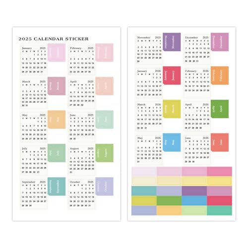 2025 Kalender Aufkleber 10 Blätter Monatliche Index Register karten für Ihren Planer oder Tagebuch Dekorative Planer Aufkleber für Notebook-DIY-Handwerk 2025 Kalender Aufkleber 10 Blätter Monatliche Index Register karten für Ihren Planer oder Tagebuch Dekorative Planer Aufkleber für Notebook-DIY-Handwerk von SUMKTO