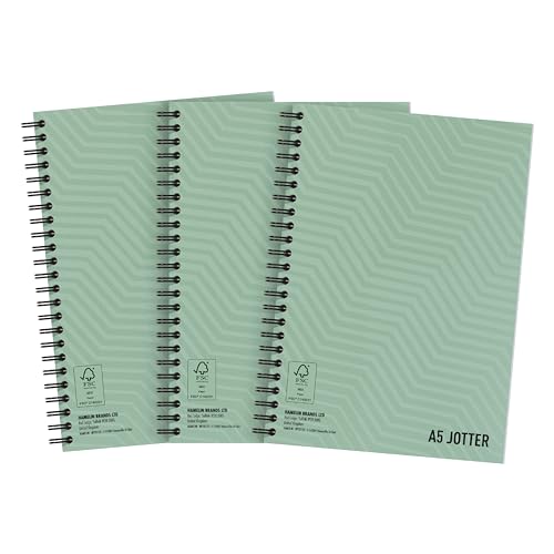 SUMMIT Jotter A5 Metallic Notizbuch, Spiralbindung, 8 mm liniert, 3 Stück Notizblöcke, Kartenhülle von SUMMIT