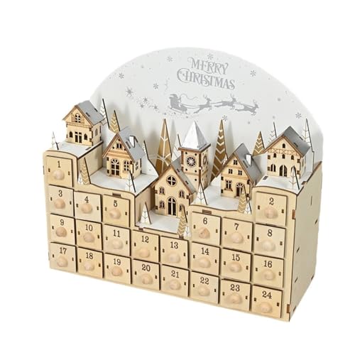 Beleuchteter Holzgeschnitzter Adventskalender, LED-beleuchteter Holz-Adventskalender, 24 Tage Weihnachts-Countdowns, Aufbewahrungsbox Beleuchteter Holzgeschnitzter Adventskalender, LED-beleuchteter Holz-Adventskalender, 24 Tage Weihnachts-Countdowns, Aufbewahrungsbox von SUMMITDRAGON