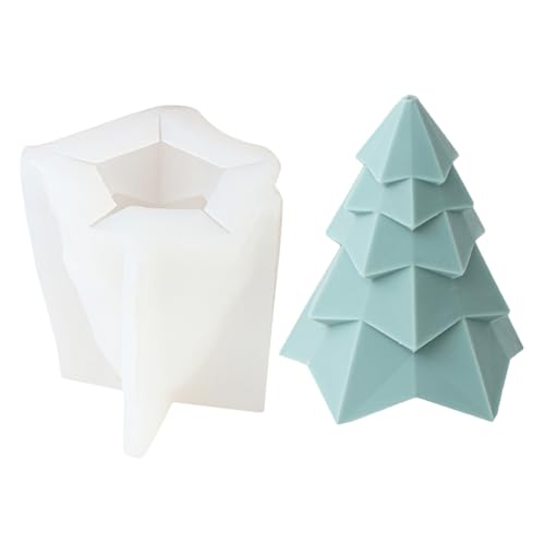 Flexibler Silikonform Handgefertigt Duftende Kerzenform Geometrische Weihnachtsbaum Aromatherapys Schimmelpilze Häuserdekorationen Duft Kerzenkreation von SUMMITDRAGON