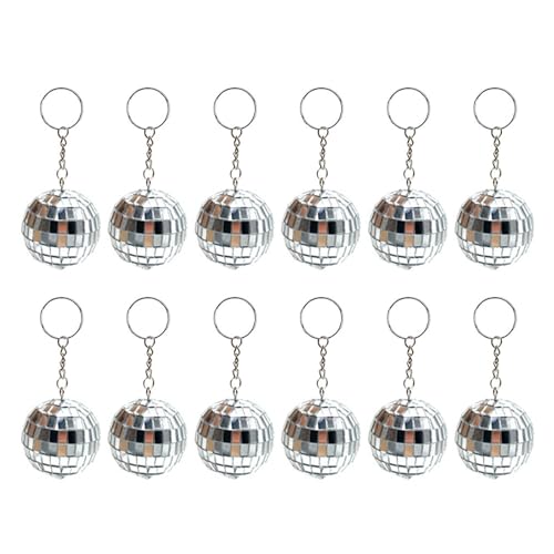 SUMMITDRAGON 12 Stücke Discos Bälle Schlüsselbund Bälle Schlüsselanhänger Hängende Anhänger 1970er Jahre Discos Accessoires Partyartikel Keyring von SUMMITDRAGON