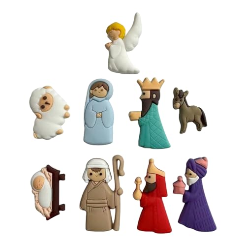 SUMMITDRAGON 9pcs Weihnachtsschmuck Anhänger Charm Nativity Szene Flatback Verzierungen Dekore Telefon Hülle Crafting Accessoires Krippenszene Flatback Ornamente Patches Patches von SUMMITDRAGON