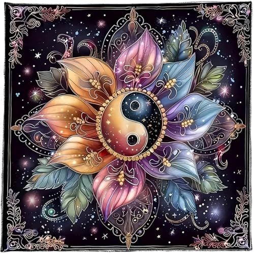 SUMMITDRAGON Divinationen Tischdecke Blumenscheibe Astrologie Tarotkarte Tischdecke Altars Stoff Göttlichkeit Brettspiel Accessoire von SUMMITDRAGON