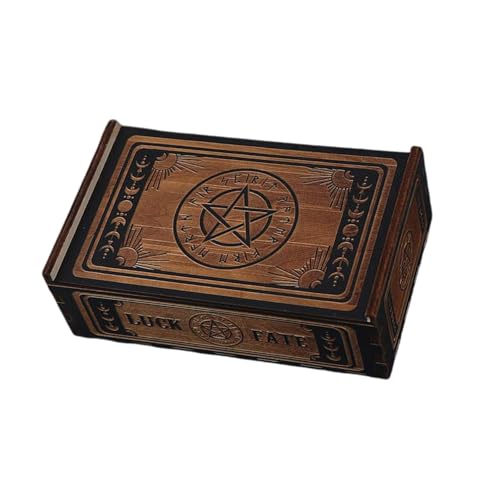 SUMMITDRAGON Tragbarer Kartenbehälter Holz Push Pull Tarot Karten Aufbewahrungsbox Astrologys Schmuckstücke Schachtel Wahrscheinlichkeit Aufbewahrung Hülle Astrologys Schmuckstücke Spielkarten Hülle von SUMMITDRAGON