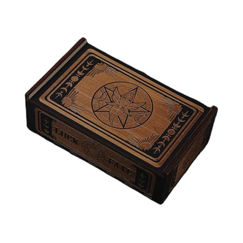 SUMMITDRAGON Tragbarer Kartenbehälter Holz Push Pull Tarot Karten Aufbewahrungsbox Astrologys Schmuckstücke Schachtel Wahrscheinlichkeit Aufbewahrung Hülle Astrologys Schmuckstücke Spielkarten Hülle von SUMMITDRAGON