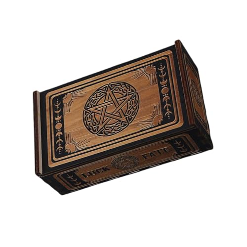 SUMMITDRAGON Tragbarer Kartenbehälter Holz Push Pull Tarot Karten Aufbewahrungsbox Astrologys Schmuckstücke Schachtel Wahrscheinlichkeit Aufbewahrung Hülle Astrologys Schmuckstücke Spielkarten Hülle von SUMMITDRAGON
