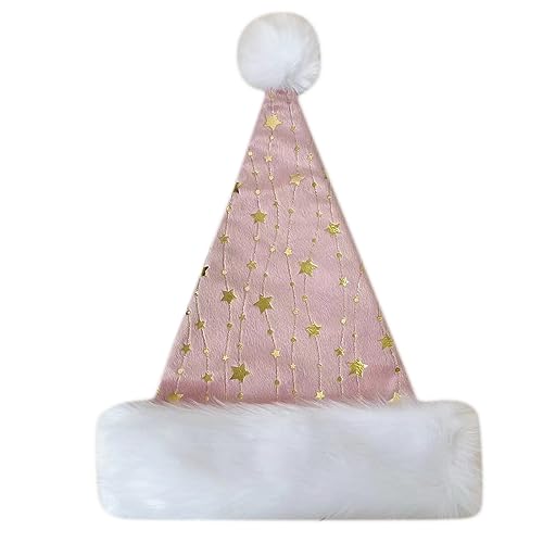 SUMMITDRAGON Weihnachtsmütze mit weißer Krempe für Weihnachten, Festival, Party, Neujahr, Kopfbedeckung, Weihnachtsmann-Kostüm, Zubehör, Geschenk, Weihnachtskostüme für Frauen von SUMMITDRAGON