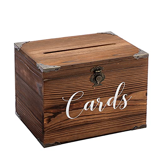 SUMNACON Holz-Hochzeitskartenhalter, Partykartenbox, dekorativer Zeremoniekarten-Organizer, Vintage-Holz mit antikem Schloss, rustikale Kartenbox für Hochzeitsempfang, Geburtstagsparty von SUMNACON