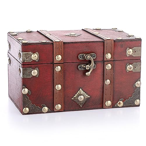SUMNACON Vintage-Aufbewahrungsbox aus Holz, dekorative Schmuckschatulle, Schatztruhe, Andenken-Organizer, Behälter für Andenken, Schätze, Schmuck (Größe S) von SUMNACON