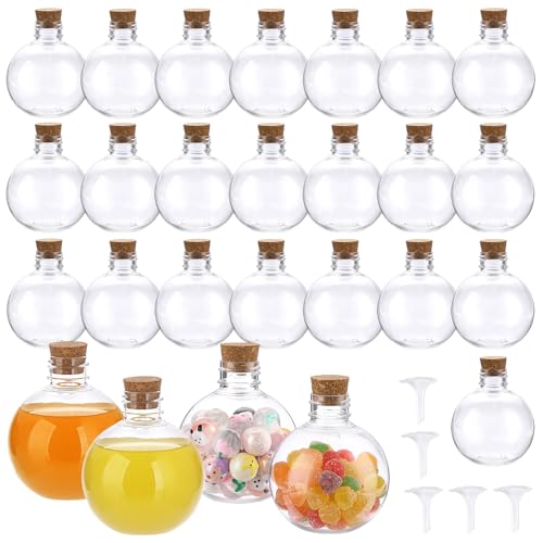 SUMTree 26Pcs Sandflaschen mit Kork Transparent Sandkunst Flasche DIY Plastikflaschen für Bonbon, Saft, Wunschsterne, Geschenke für Weihnachten Halloween Kindertag (Kugelform, 100ml, mit 5 Trichtern) SUMTree 26Pcs Sandflaschen mit Kork Transparent Sandkunst Flasche DIY Plastikflaschen für Bonbon, Saft, Wunschsterne, Geschenke für Weihnachten Halloween Kindertag (Kugelform, 100ml, mit 5 Trichtern) von SUMTree