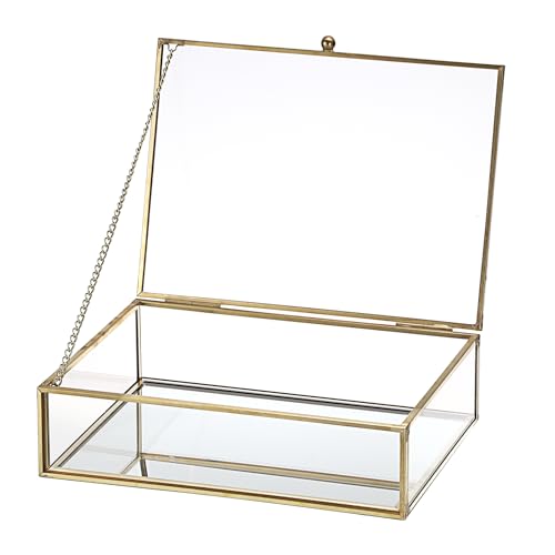 SUMTree Gold Vintage Schmuckschatulle mit Glasdeckel Metall Schmuckvitrine Rechteckige Schmuckbox Display Schmuckkästen Geschenk für Damen Aufbewahrungsbox für Schlafzimmer, Wohnzimmer, Arbeitszimmer SUMTree Gold Vintage Schmuckschatulle mit Glasdeckel Metall Schmuckvitrine Rechteckige Schmuckbox Display Schmuckkästen Geschenk für Damen Aufbewahrungsbox für Schlafzimmer, Wohnzimmer, Arbeitszimmer von SUMTree