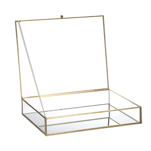 SUMTree Goldene vintage Schmuckschatulle Messing Vitrine Glas Displaybox Schmuckkasten mit Deckel Schminktisch Organizer für Schmuck, Kosmetik, Postkarte Deko Geschenkbox für Hochzeit, Geburtstag SUMTree Goldene vintage Schmuckschatulle Messing Vitrine Glas Displaybox Schmuckkasten mit Deckel Schminktisch Organizer für Schmuck, Kosmetik, Postkarte Deko Geschenkbox für Hochzeit, Geburtstag von SUMTree