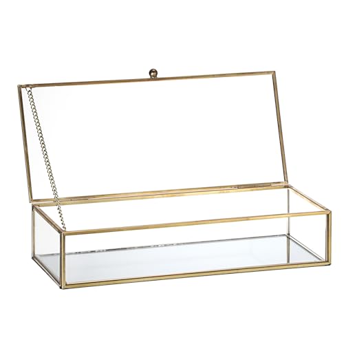 SUMTree Vintage Schmuckschatulle Glas Display Box Gold Schmuckbox mit Deckel Rechteckige Schmuckkästen Deko Organizer für Ring, Ketten, Uhr, Armbänder, Ohrringe Damen Geschenk für Geburtstag Hochzeit SUMTree Vintage Schmuckschatulle Glas Display Box Gold Schmuckbox mit Deckel Rechteckige Schmuckkästen Deko Organizer für Ring, Ketten, Uhr, Armbänder, Ohrringe Damen Geschenk für Geburtstag Hochzeit von SUMTree